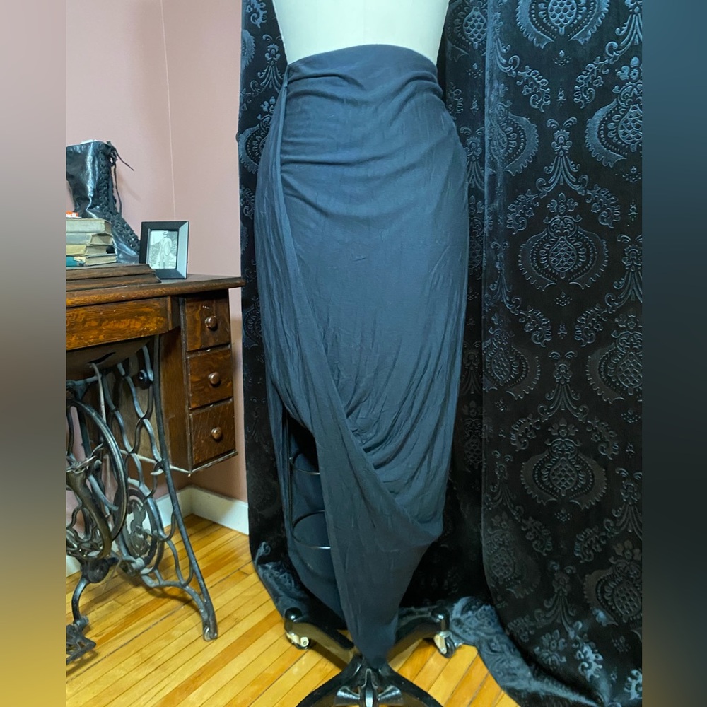 Black Draped Women's Skirt - Classic Wrap Style